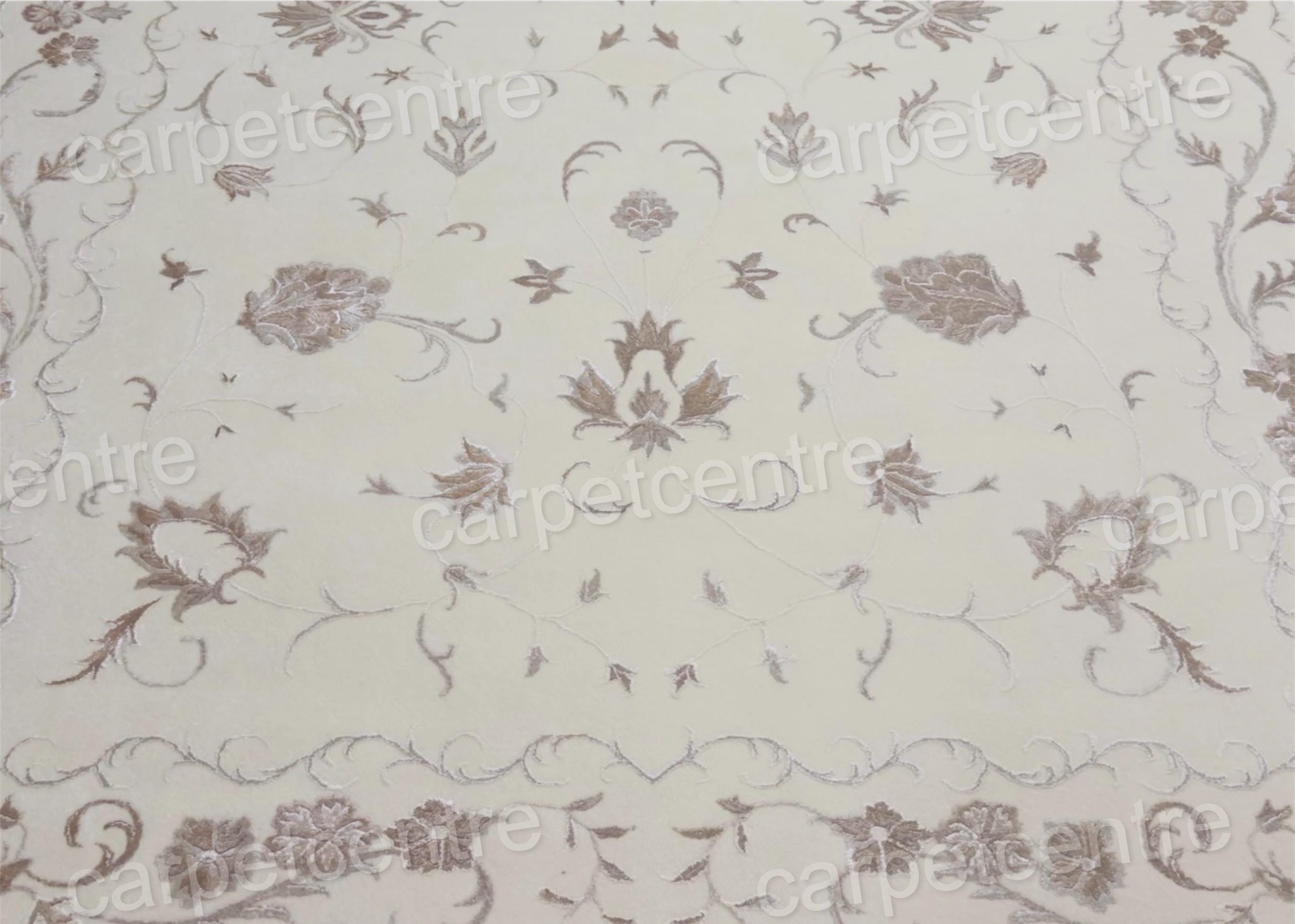 Vintage Floral Wool Area Rug: Handwoven Art Silk 9x6