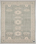 Muted Sage Oushak Rug | Hand-Knotted Wool Carpet, Tribal Geometric Boho Decor