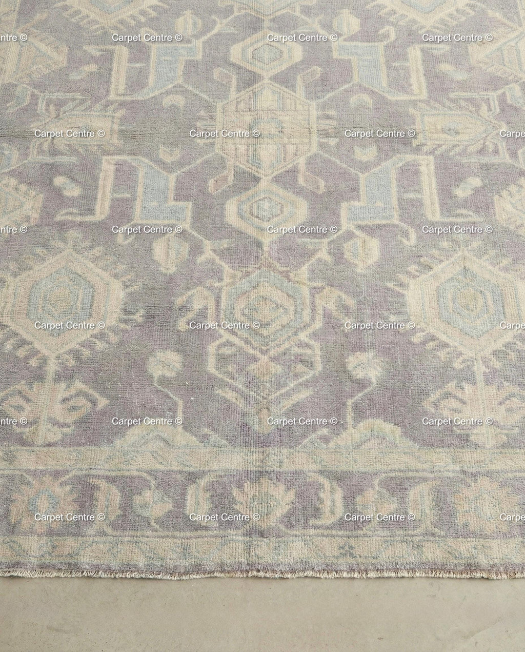 Muted Purple Oushak Rug, Hand-Knotted Wool Geometric Pastel Home Decor