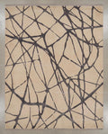 Hand Knotted Wool Rug, Abstract Line Art, Greige Charcoal Minimalist Carpet (Custom Size)