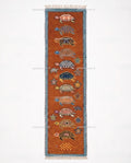 Handmade Wool Runner Rug – Rust Orange Tortoise Turtle Design, Coastal Hallway Carpet