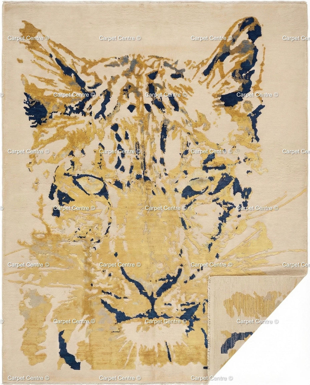 Hand-Knotted Silk Wool Abstract Tiger Oushak Rug, Modern Animal Print Area Rug