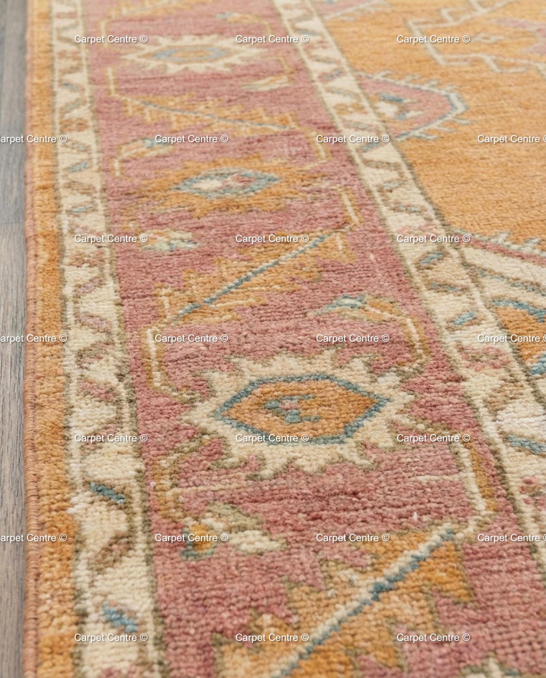 Golden Yellow Oushak Rug, Hand Knotted Wool 8x10, Sunset Boho Decor
