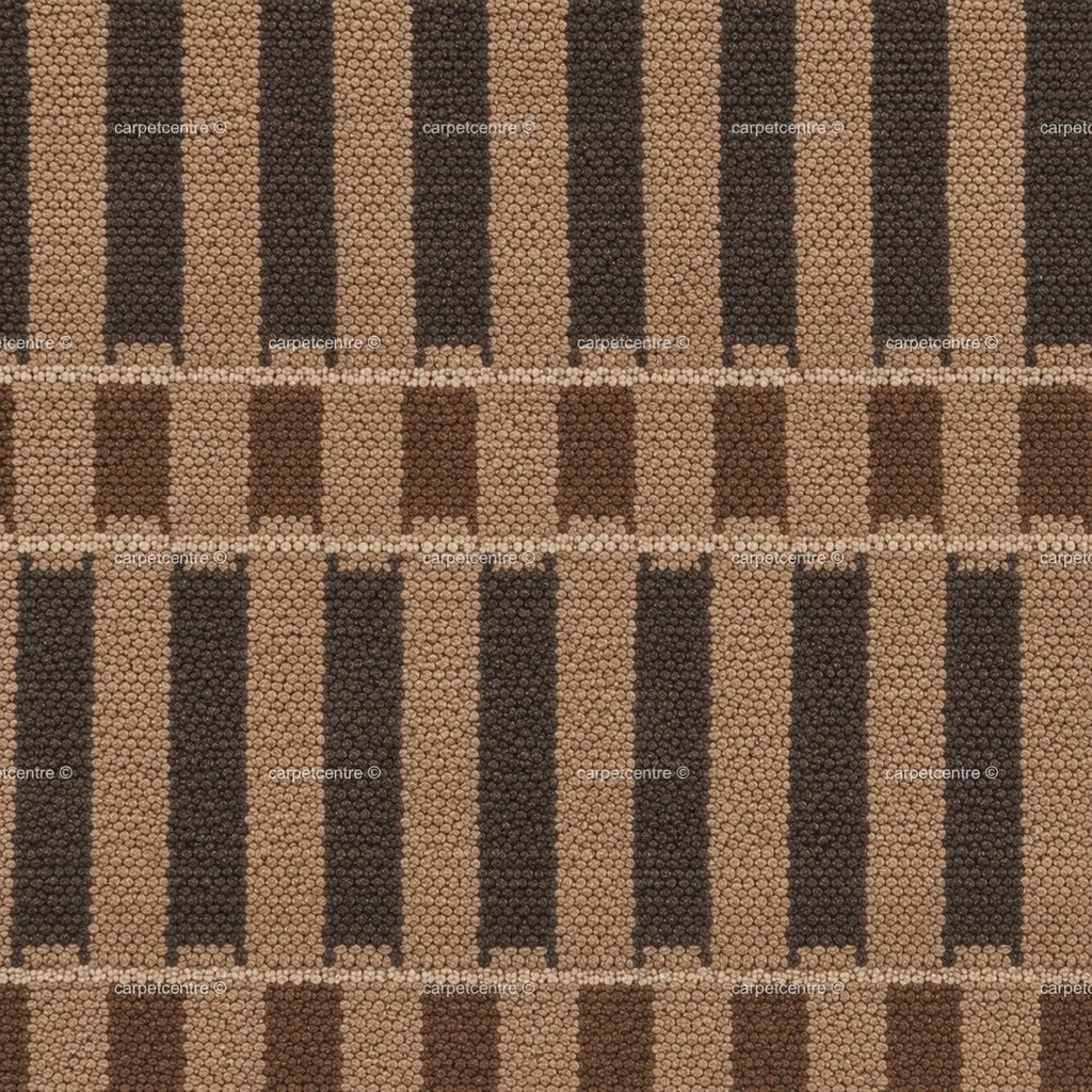Hand Knotted Wool Rug: Modern Striped, New Zealand Wool, Turkish Knot, Brown Beige Carpet