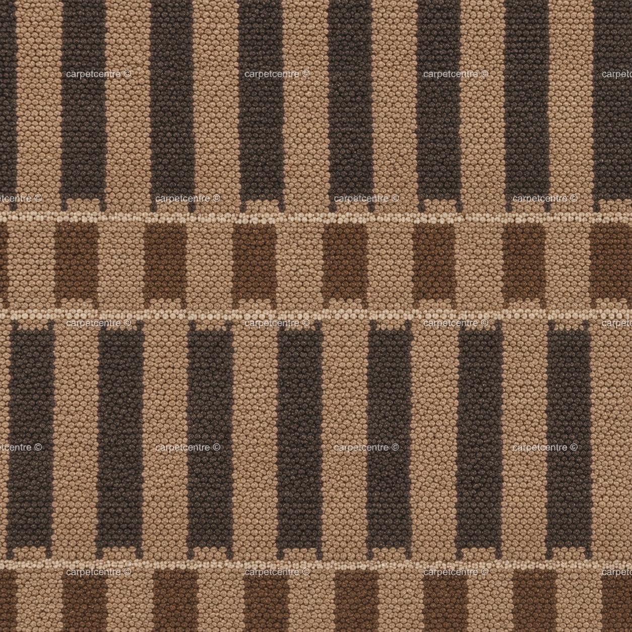 Hand Knotted Wool Rug: Modern Striped, New Zealand Wool, Turkish Knot, Brown Beige Carpet