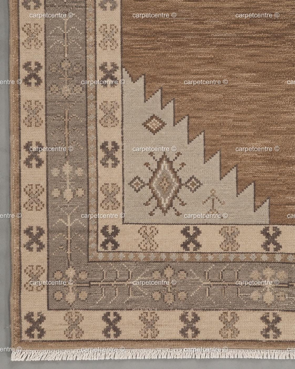 Hand Knotted Oushak Rug: Brown New Zealand Wool Tribal Carpet (Custom Size)