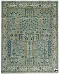 Hand Knotted Wool Oushak Rug – Sage Green Tree of Life Area Rug