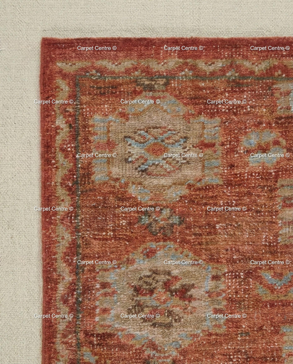 Hand-Knotted Oushak Rug – Terracotta Rust Wool Pile, Geometric Turkish Style 8x10 9x12 10x14 Area Rug Bedroom Living Room