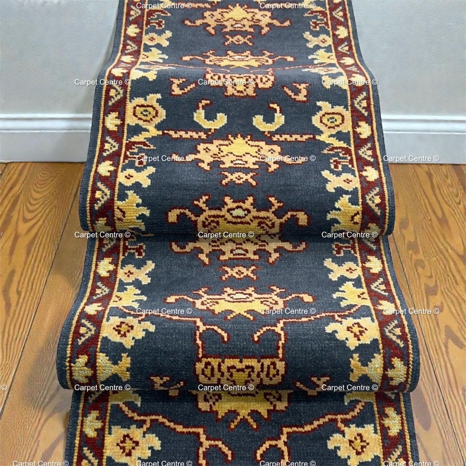 Handmade Gray Oushak Wool Runner Rug, Turkish Hallway Entryway