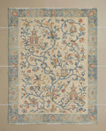 Hand-Knotted Wool Oushak Rug, Cream Chinoiserie Peking Design