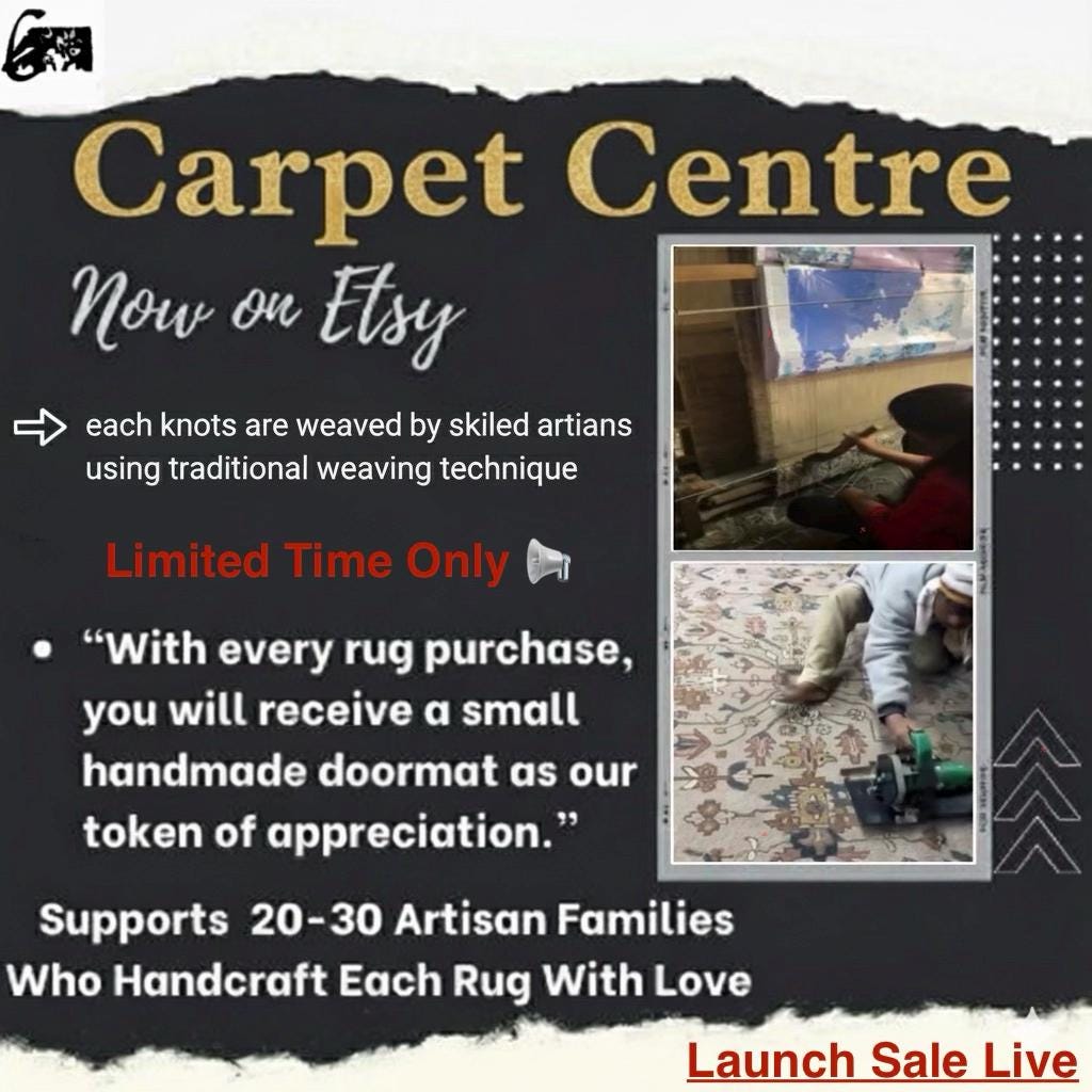 Handwoven Wool Area Rug 4x6 ft: Beige Medallion Oriental Carpet