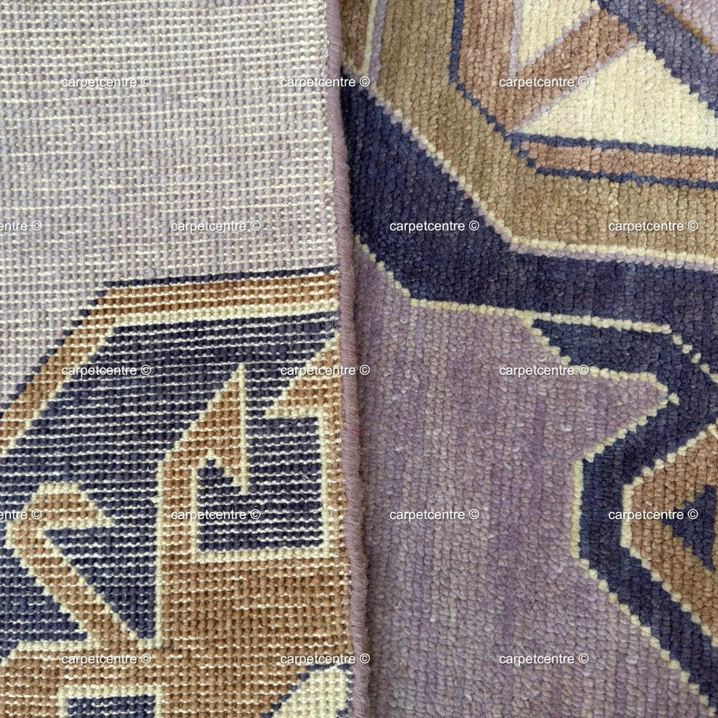 Hand Knotted Wool Oushak Rug, Lavender Lilac Geometric Turkish Carpet, Pastel Boho Nursery Decor