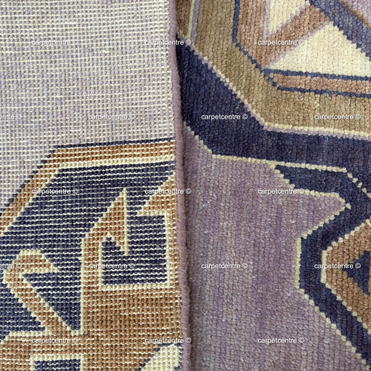 Hand Knotted Wool Oushak Rug, Lavender Lilac Geometric Turkish Carpet, Pastel Boho Nursery Decor