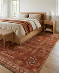 Hand Knotted Oushak Rug, Terracotta Rust Wool Pile, Turkish Knot Area Rug