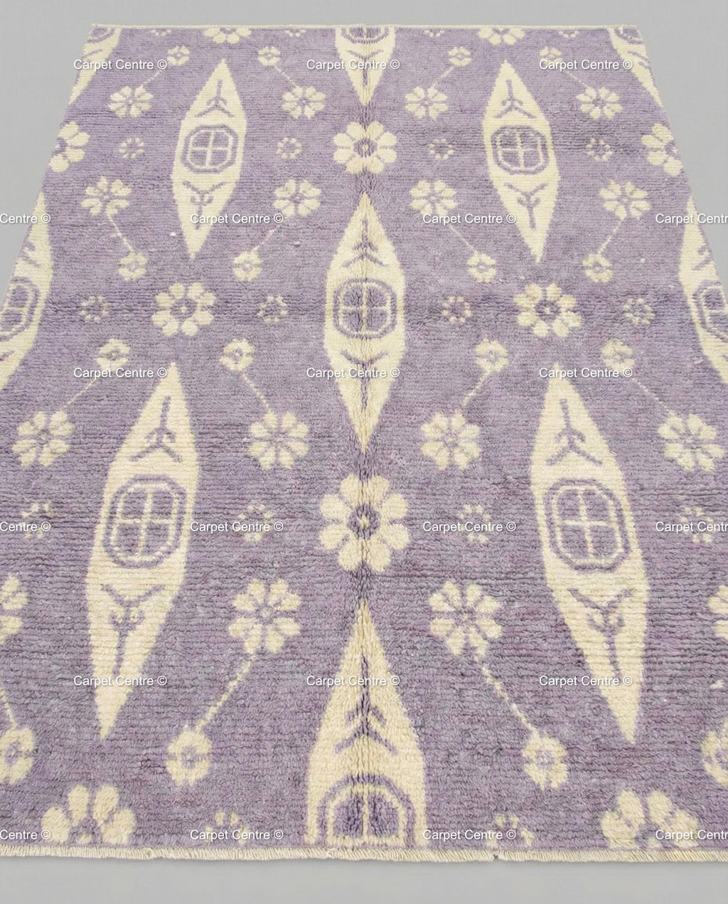 Hand-Knotted Lavender Wool Oushak Rug, Floral Boho Decor