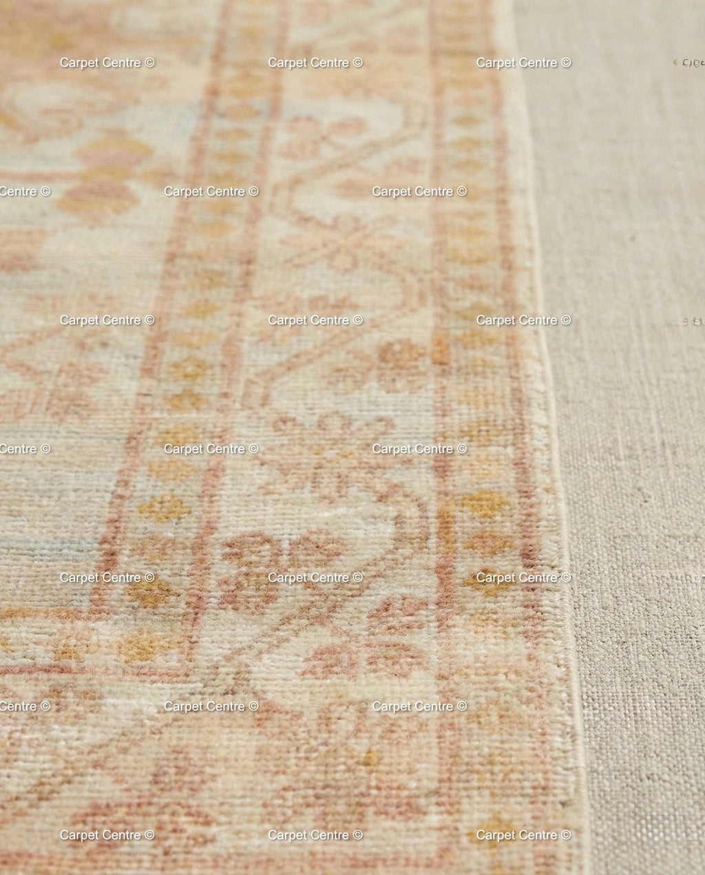 Custom Hand-Knotted Oushak Wool Runner Rug, Pink & Beige, 4x7 Foot ( Without Fringe )
